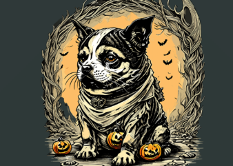 Cute Dog Halloween Tshirt Vector
