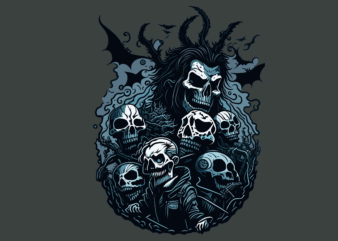 Spooky Skull Halloween Tshirt Design