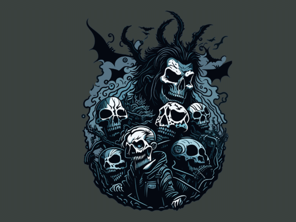 Spooky skull halloween tshirt design