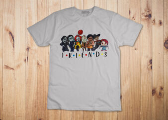 Horror Characters Friends Colors Halloween T-Shirt Design