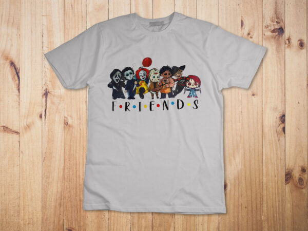 Horror characters friends colors halloween t-shirt design
