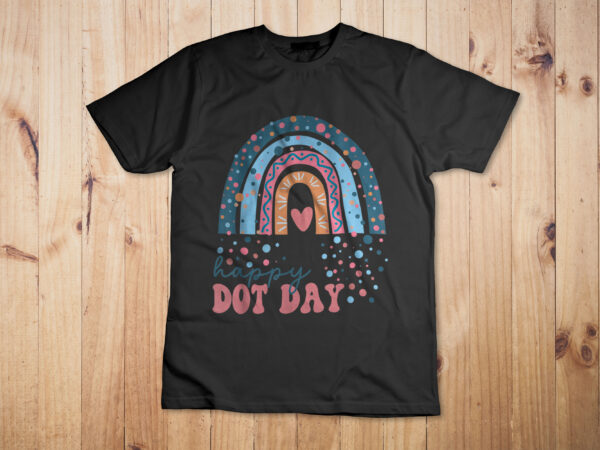 Happy dot day colorful rainbow polka dot boys kids graphic t-shirt design