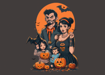 Family on halloween tshirt vector