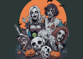 Spooky Family Halowwen Tshirt Vector - Buy t-shirt designs
