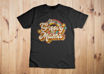 Retro Groovy Mama Family Birthday 60s 70s Hippie Costume T-Shirt Design