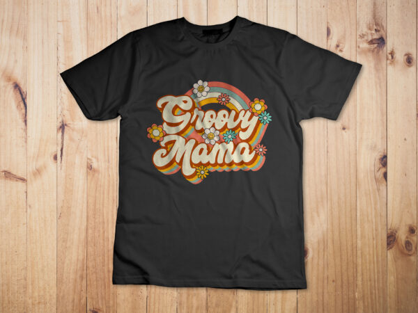 Retro groovy mama family birthday 60s 70s hippie costume t-shirt design