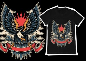 flying eagle illustration for tshirt design