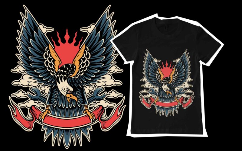 flying eagle illustration for tshirt design