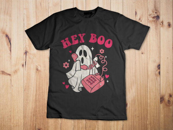 Groovy hey boo cute ghost funny halloween mens womens kids t-shirt design