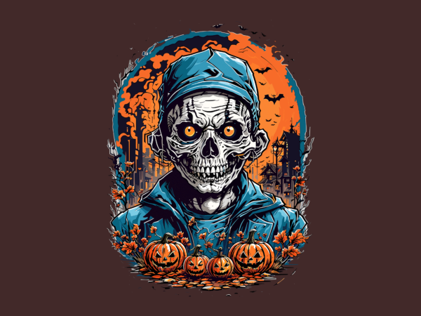 Spooky halloween skull graphic