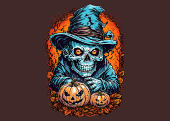 Spooky Halloween Skull Tshirt Design