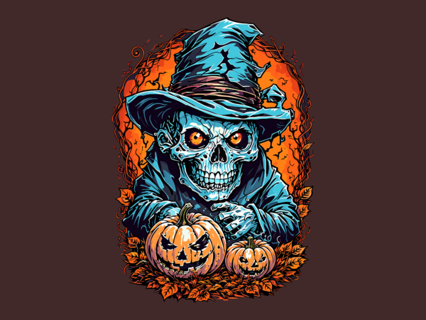 Spooky halloween skull tshirt design