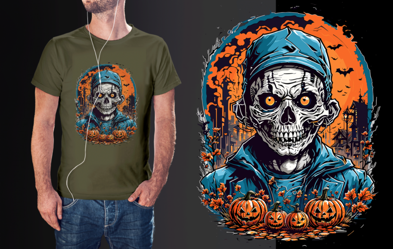 Spooky Halloween Skull Graphic