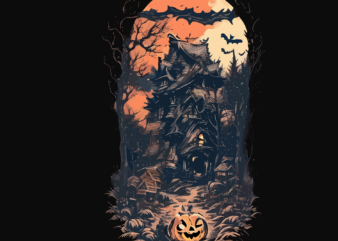 Scarry Halloween House Tshirt Design