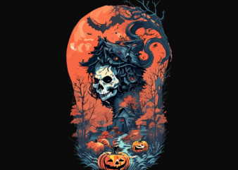 Witcher Skull Halloween Tshirt Design