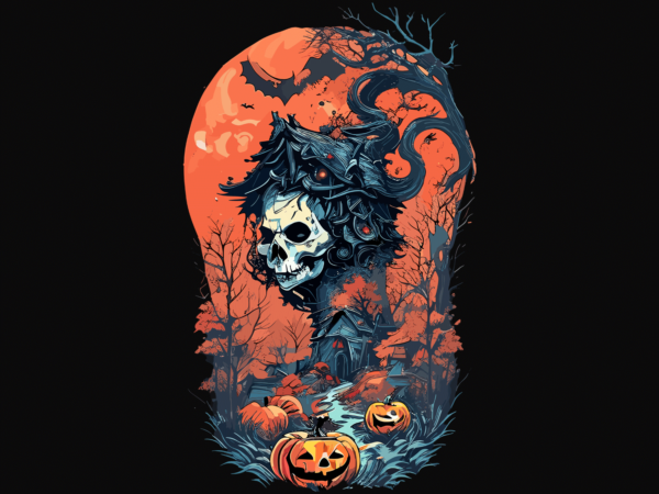 Witcher skull halloween tshirt design