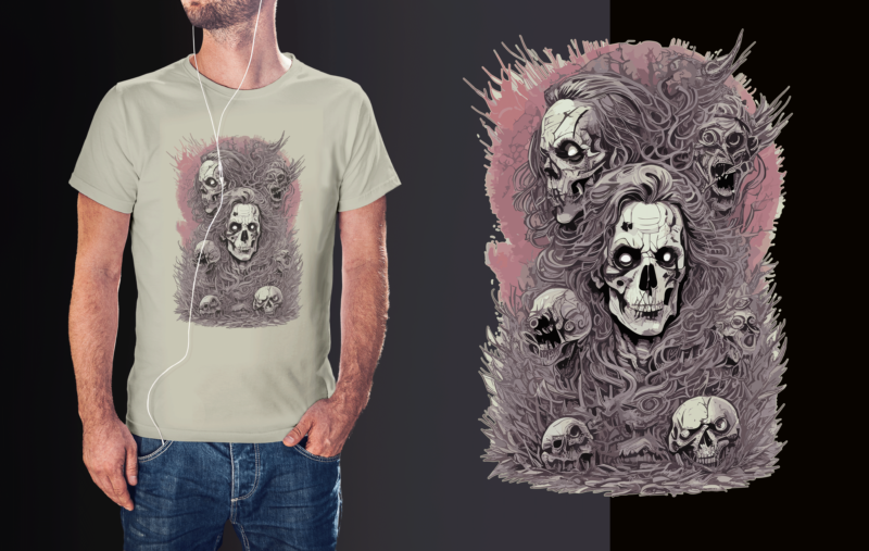 Spooky Halloween Skull Tshirt Graphic