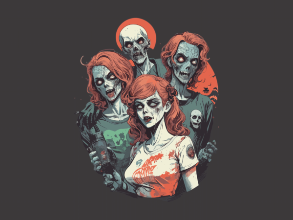 Spooky halloween zombies tshirt graphics