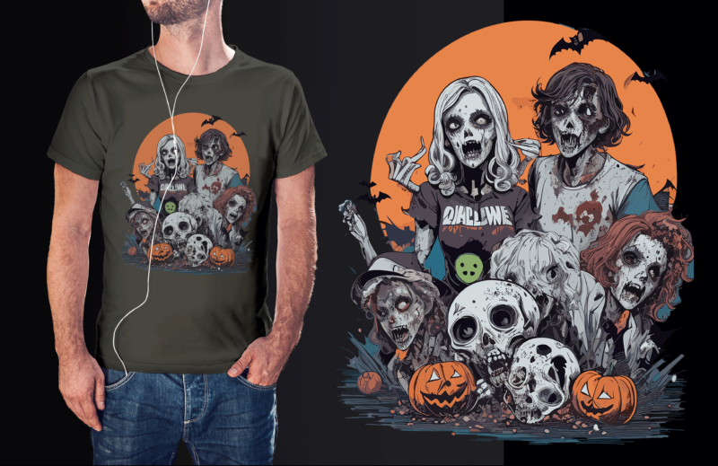Spooky Family Halowwen Tshirt Vector