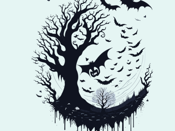 Halloween bats tree tshirt vector