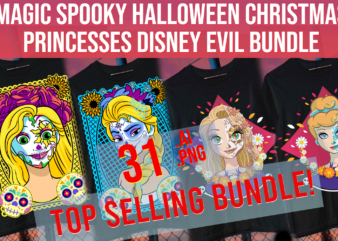 magic spooky halloween christmas princess magic kingdom kids children evil bundle print on demand t shirt designs for sale