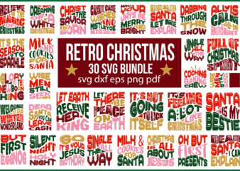30 Retro Christmas SVG Bundle, Christmas SVG