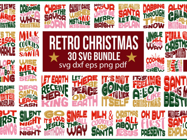 30 retro christmas svg bundle, christmas svg