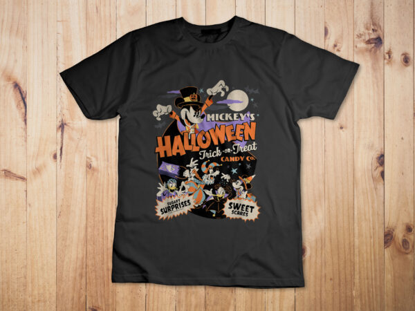 Disney mickey’s halloween trick or treat candy co. t-shirt design