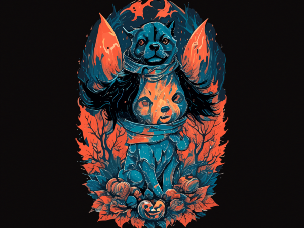 Scarry dog witcher halloween tshirt design