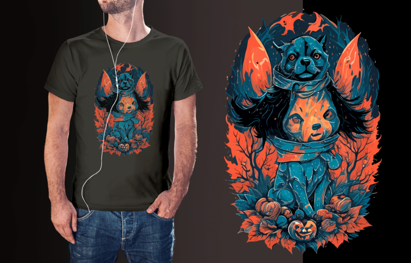 Scarry Dog Witcher Halloween Tshirt Design