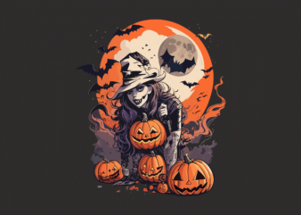 Spooky Zombies Witch Halloween Tshirt Design