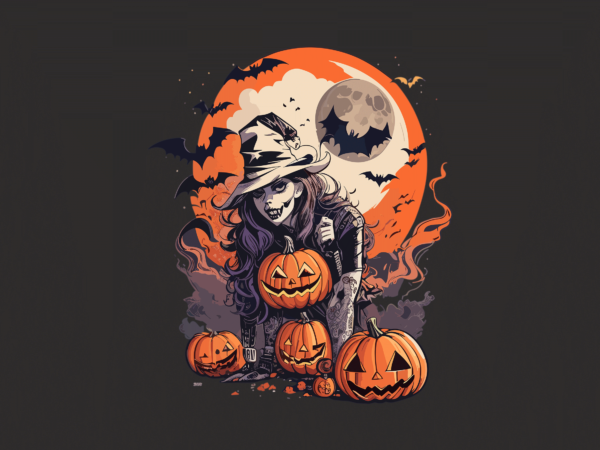 Spooky zombies witch halloween tshirt design