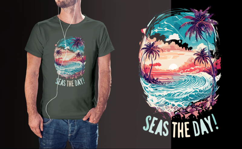 Seas The Day Summer Tshirt Design