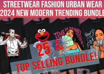 streetwear fashion urban wear 2024 new modern trending bundle t shirt template vector