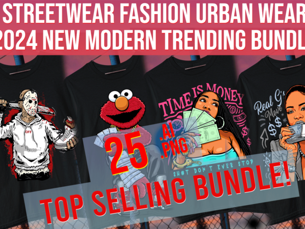 Streetwear fashion urban wear 2024 new modern trending bundle t shirt template vector