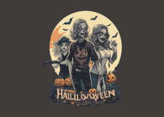 Spooky Family On Halloween Tshirt Vector