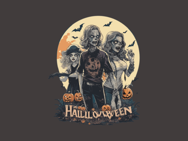 Spooky family on halloween tshirt vector