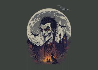 Spooky Halloween Vampire Tshirt Vector