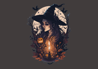 Spooky Witch Lantern Halloween Tshirt Graphic