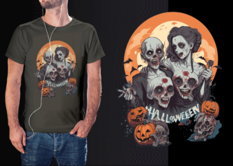 Spooky Zombie Halloween Tshirt Vector