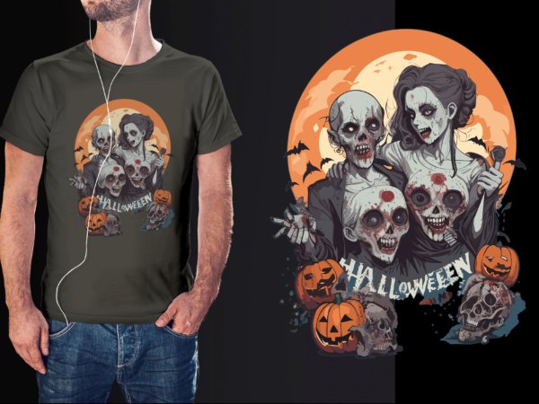 Spooky zombie halloween tshirt vector