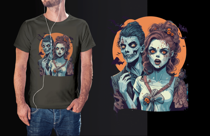 Spooky Zombies Hallowen Tshirt Graphic