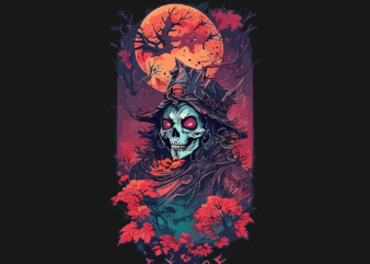 Spooky Halloween Skull t shirt template vector