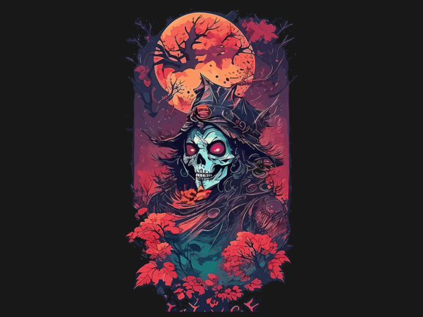 Spooky halloween skull t shirt template vector