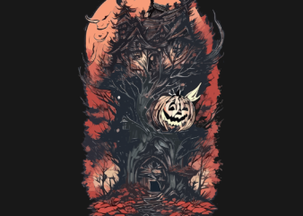 Spooky Halooween House t shirt template vector