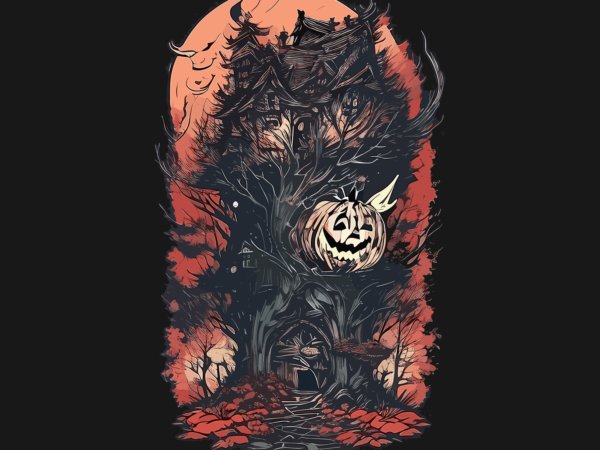 Spooky halooween house t shirt template vector