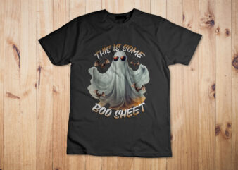 Funny Halloween This is Some Boo Sheet Costume Men Women T-Shirt Design
