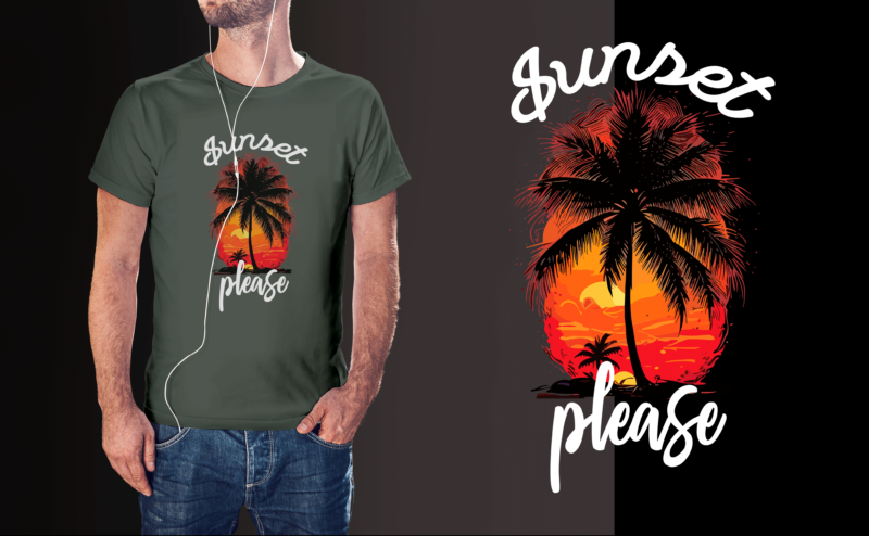 Sunset Please Summer Tshirt Design