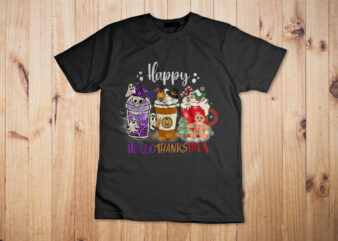 Halloween Thanksgiving Happy HalloThanksMas Coffee Latte T-Shirt Design