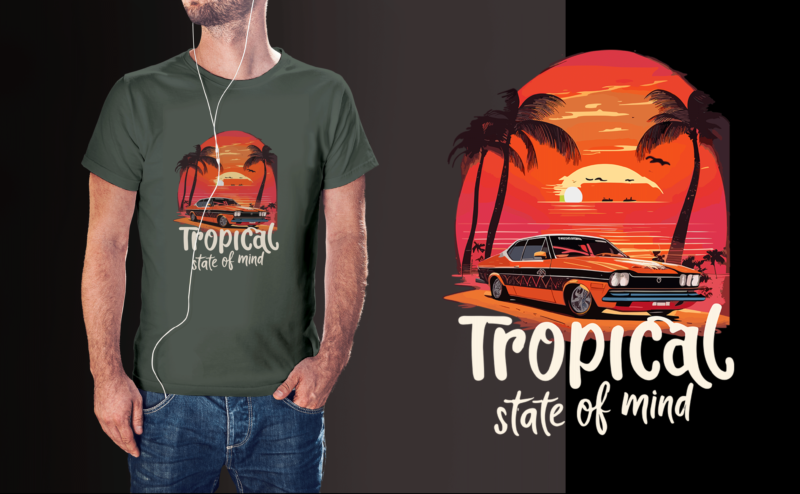 Tropical State Of Mind Summer Tshirt Design